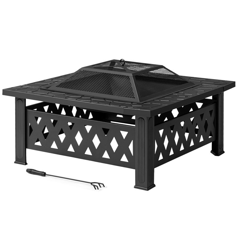 Foyer extérieur carré en acier de 81 cm (32 po) pour terrasse