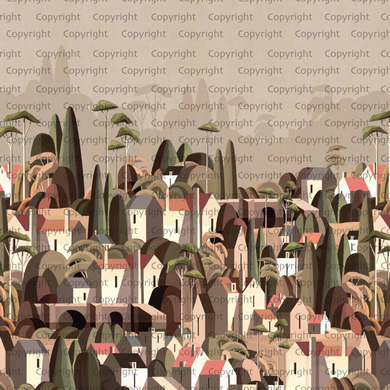 Papier peint mural Moody Village, L 110,04 po x l 204 po, Brun