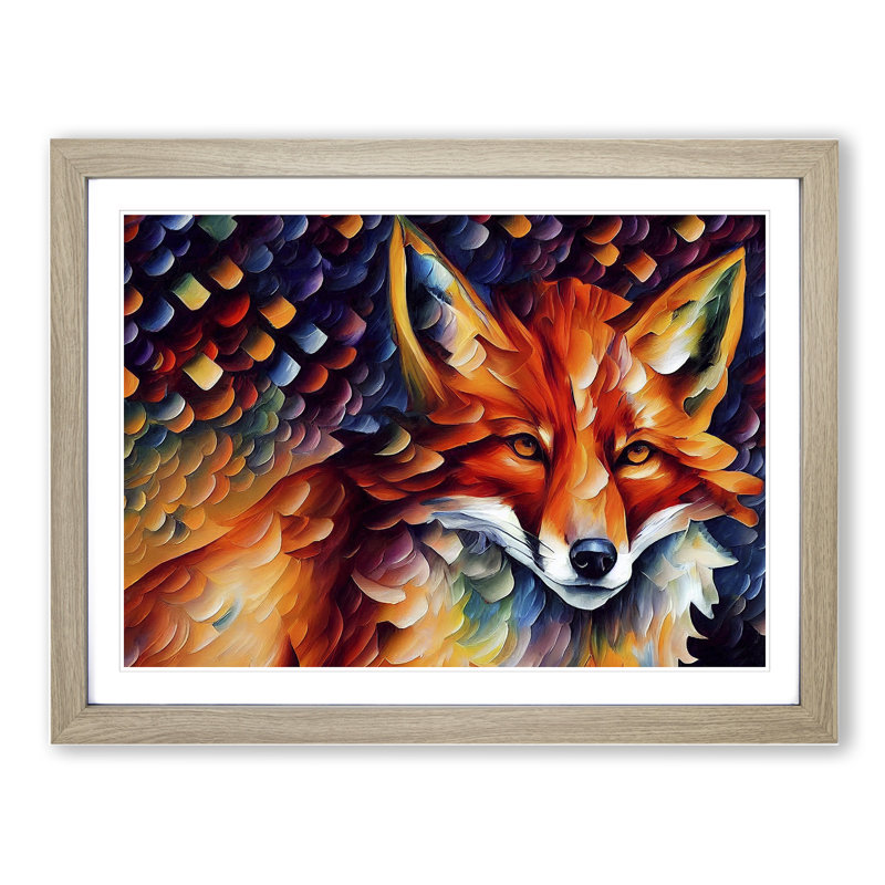 Fox Vol.1 - Single Picture Frame Painting, 25cm H x 34cm W x 2cm D, Oak