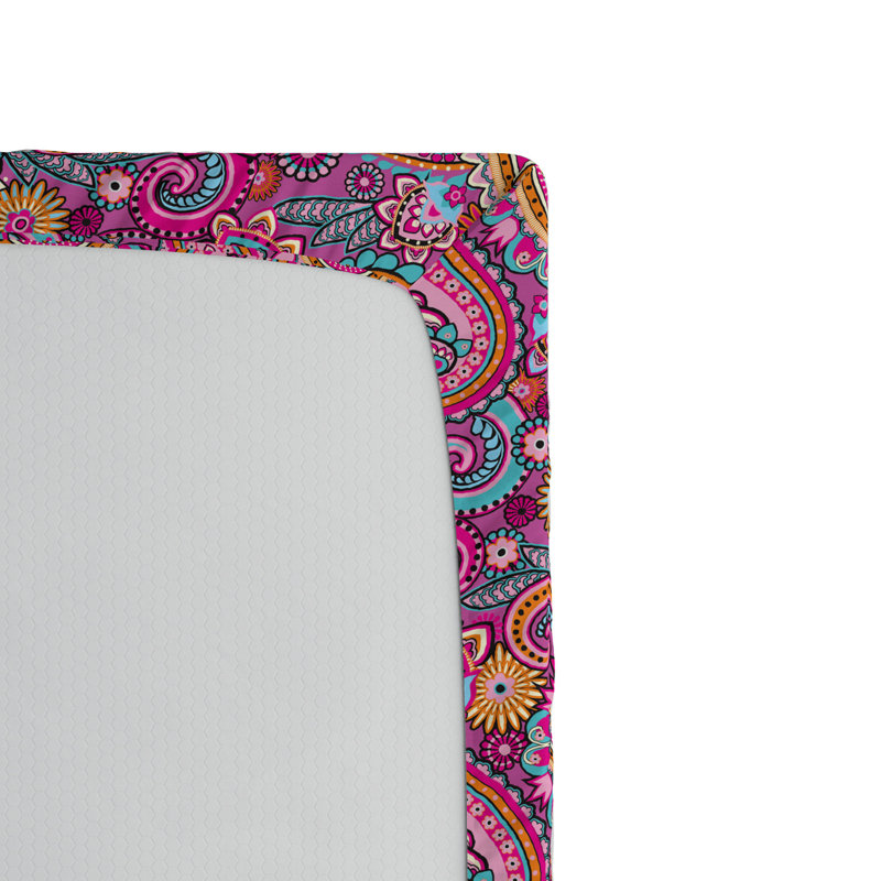 Drap-housse en microfibre à motif cachemire, Drap-housse de taille simple, Cachemire rose