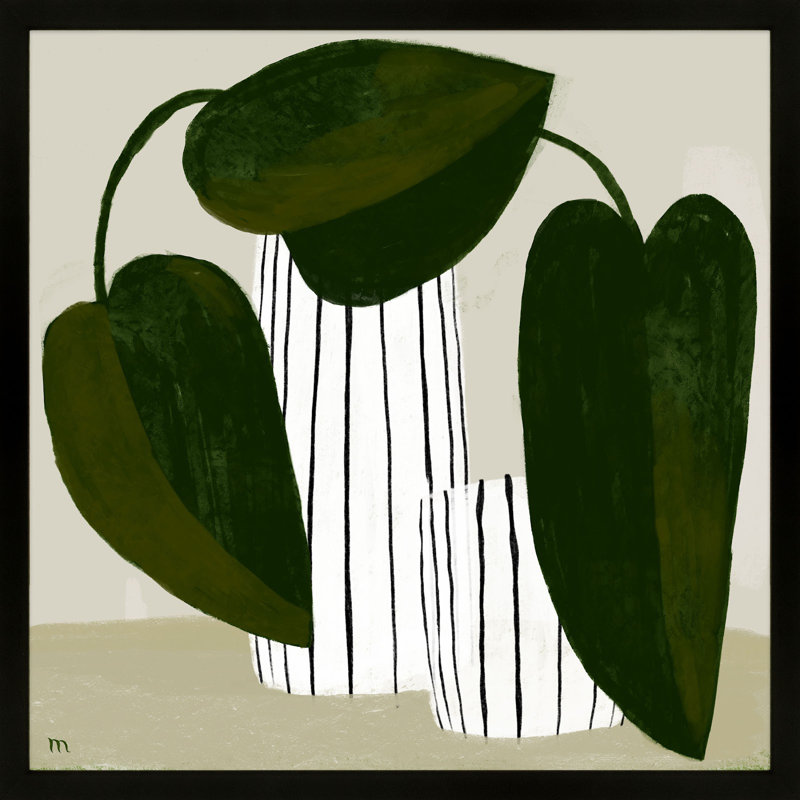 Vases rayés Juba - Peinture sur papier, Noir, H 16 po x l 16 po x P 1,25 po