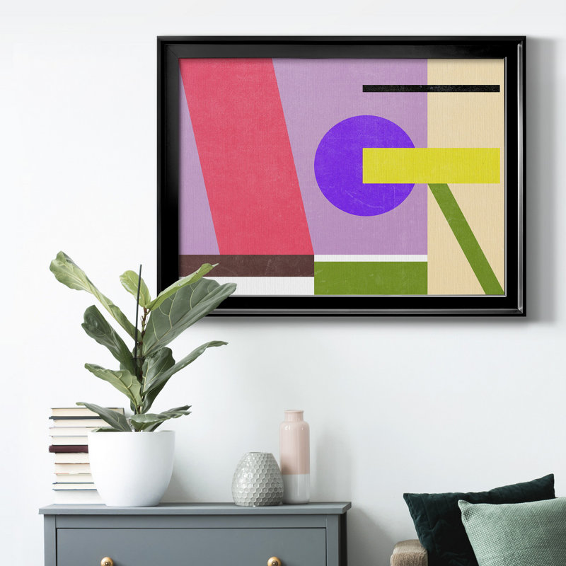 Composition de couleur IV, H 18,5 po x l 24,5 po x P 1 po, Papier avec cadre noir, Pas de tapis