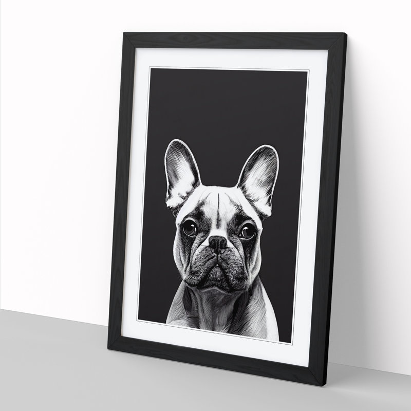 FRM-V0523-1047X French Bulldog Conceptual - Single Picture Frame Print, 64cm H x 46cm W x 2cm D, Black Framed