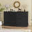 Amiyra Wallburg 6 Drawer Dresser 47.3'' W Wood Double Dresser for Bedroom, Modern Chest of Drawers for Living Room Closet, Black-364910834