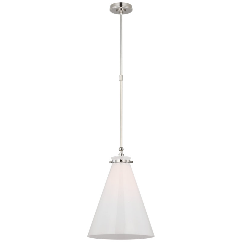 Parkington 1 - Light Pendant, Antique-Burnished Brass, White Glass, 15.5" H x 11" W x 11" D