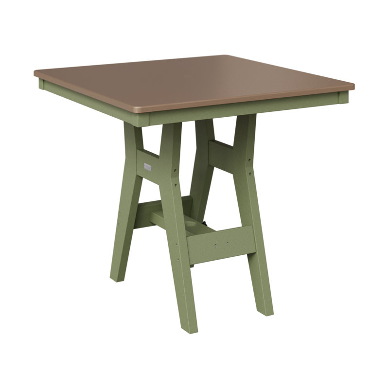 Table de bar carrée 33 po Berlin Gardens Harbor, Bronze martelé, H 38,87 po x l 33 po x P 33 po, Sauge