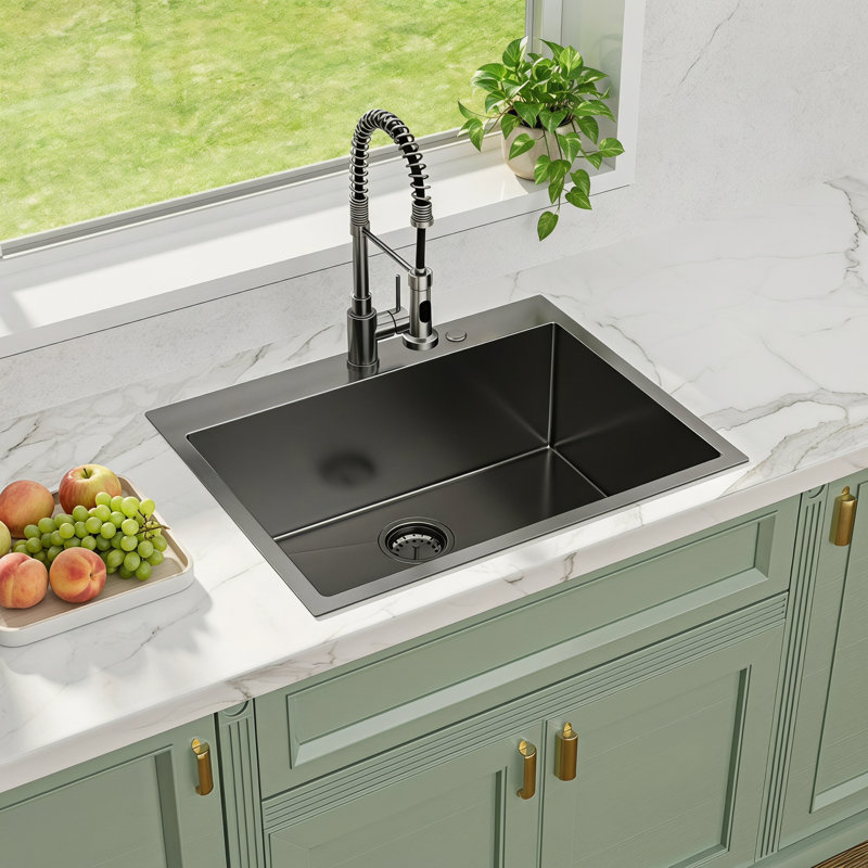  Évier de cuisine encastré à simple cuve en acier inoxydable 28 po L 28 po avec accessoires