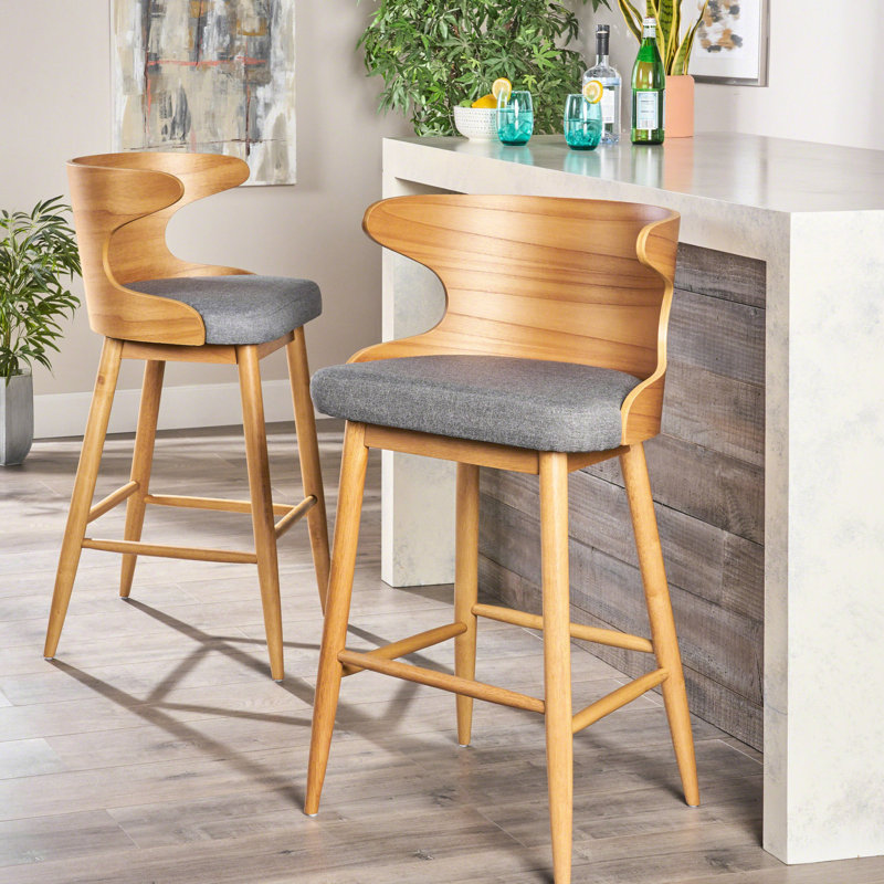 Paire de tabourets de bar de style Mid-Century gris