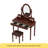 Vanity Desk With Adjustable Angle Mirror, Vintage Vanity Makeup Table And Cushioned Stool Set With Velvet Fabric Lining 5 Drawers,Wooden Dressing Table Set For Bedroom, Walnut-683549279