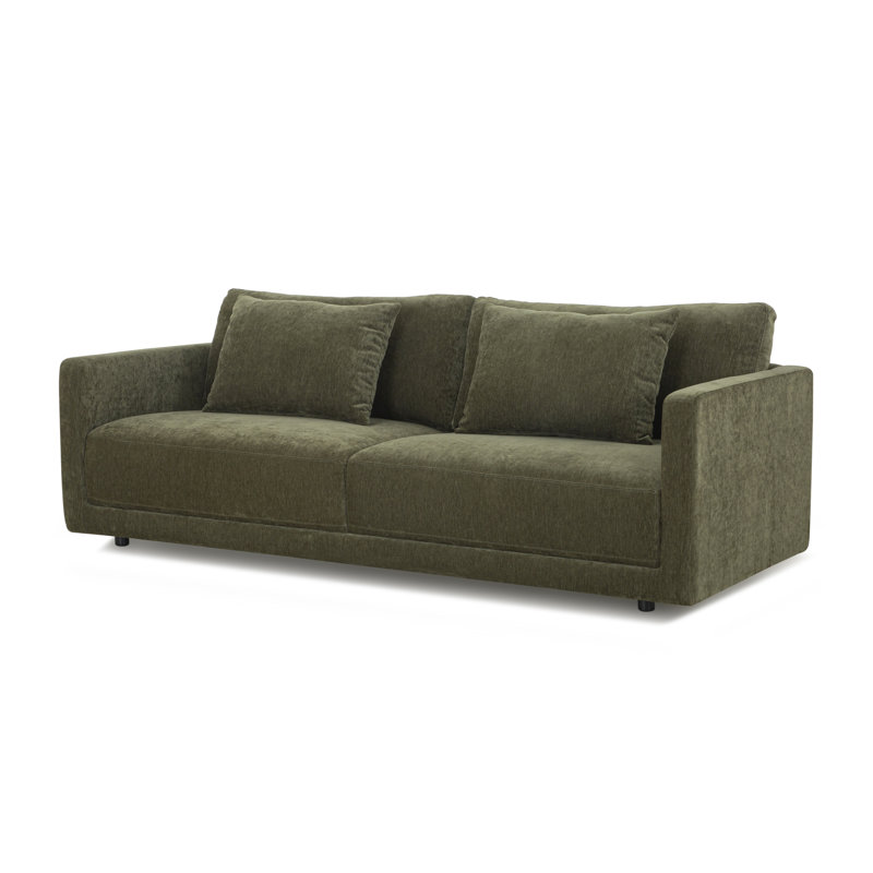 Canapé rembourré Kenji, Chenille performance vert olive