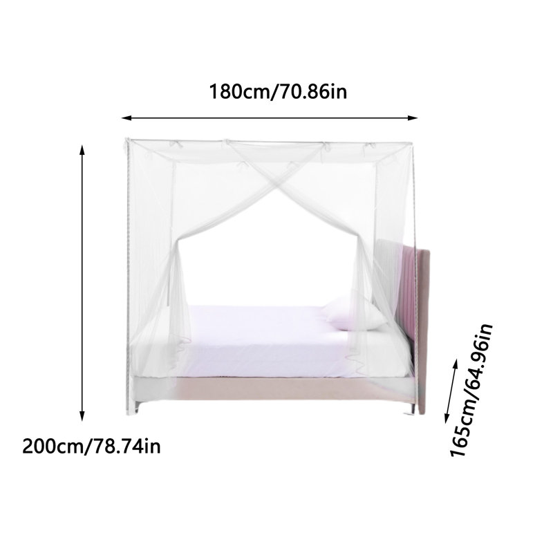 Kbndieu Bed Mosquito Net Bedroom Decorative Side Opening Net Curtains, White