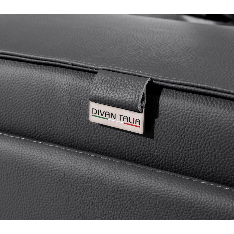 Top Grain Italian Leather 5-Piece L-Shaped Modular Power Reclining Sectional With Power Headrests, Dark Gray Genuine Leather