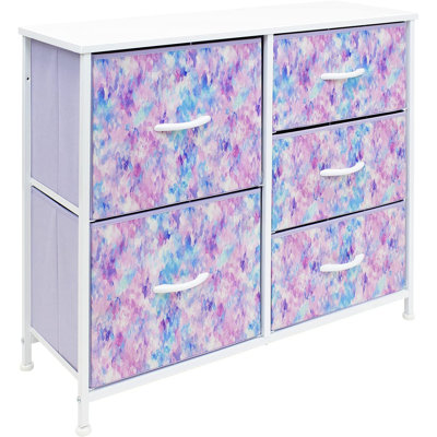 Sorbus 5 Drawers Dresser with Steel Frame and Wood Top
