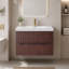 Meuble-lavabo suspendu de 76 cm (30 po) avec lavabo intégré en acrylique, 2 tiroirs et fini noyer foncé-1776386496