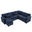 Canapé d'angle modulaire en L 97 po avec siège et repose-pieds de rangement en L 97 po, canapé d'angle en chenille avec 7 sièges et 2 coussins pour le salon, bleu foncé-129891973