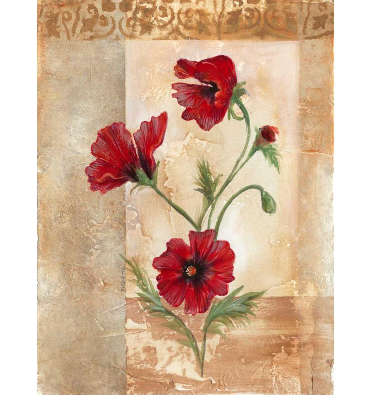 «Red Barrel Studio® Cuozzo» par Marianne D., art sur toile tendue sous le titre Red Poppies III, H 18 po x l 15 po