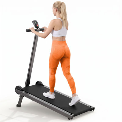 Treadmill With Handle Bar, Walking Pad With 15% Incline, Black