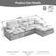 Canapé modulaire en L avec dossier haut, canapé de coin avec tissu chenille flammé, coussin éponge haute densité compressé, lit convertible, canapé sans assemblage peu encombrant-1027307973