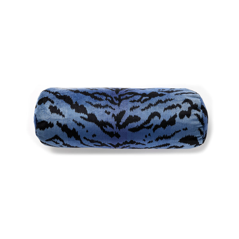Wild Glamour Bolster Pillow Cover & Insert, Blues/Black
