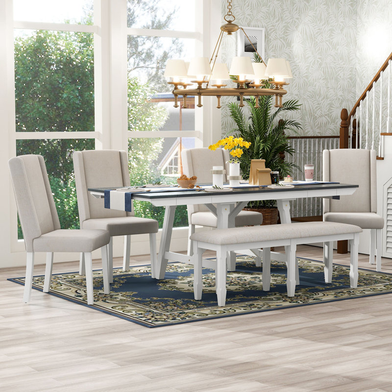 6-Piece Classic Dining Table Set, Gray