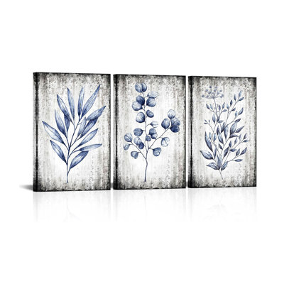Botanical Painting Rustic Botanical Wall Art Canvas Minimalist White Leaf Plant Artwork Prints