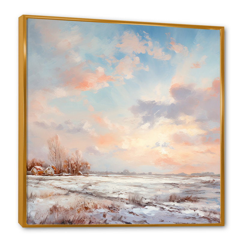 «Clouds Winter Scenery In Country Side», reproduction sur toile, H 36 po x l 36 po x P 1,5 po, Cadre flottant doré