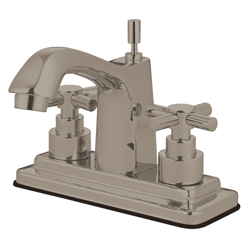 Tampa Centerset Bathroom Faucet with Double Cross Handles, Satin Nickel