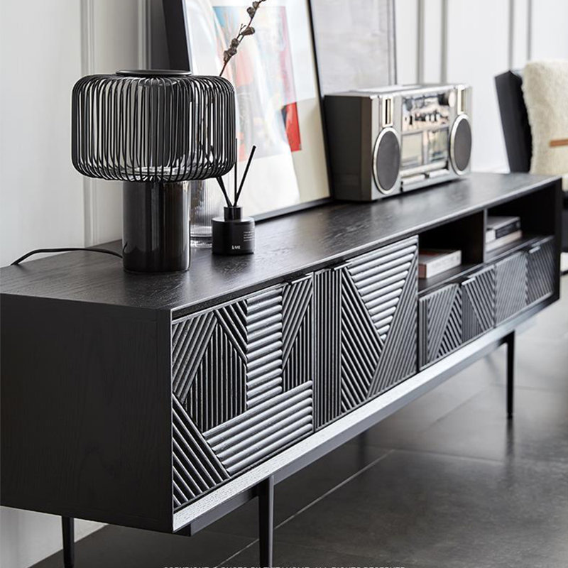Meuble télé léger et luxueux rétro sculpté, 70.87"