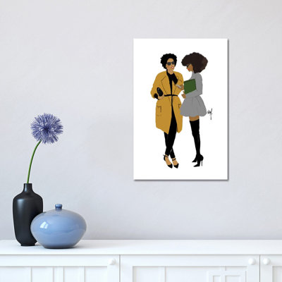 2 Black Girls 1 Piece Wrapped Canvas Wall Art
