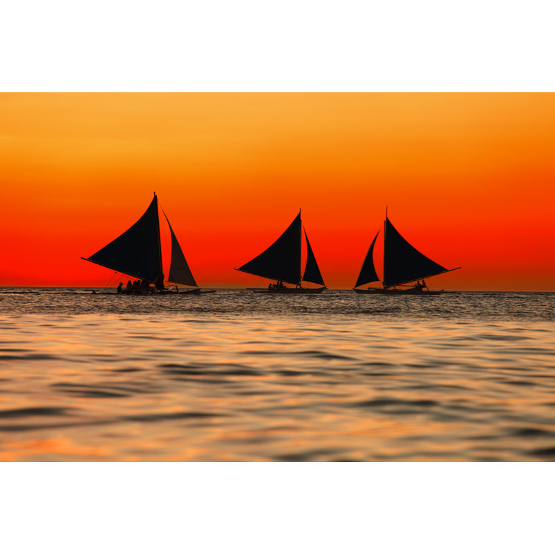 Sailing At Sunset - Wrapped Canvas Print, 20cm H x 30cm W x 3.8cm D