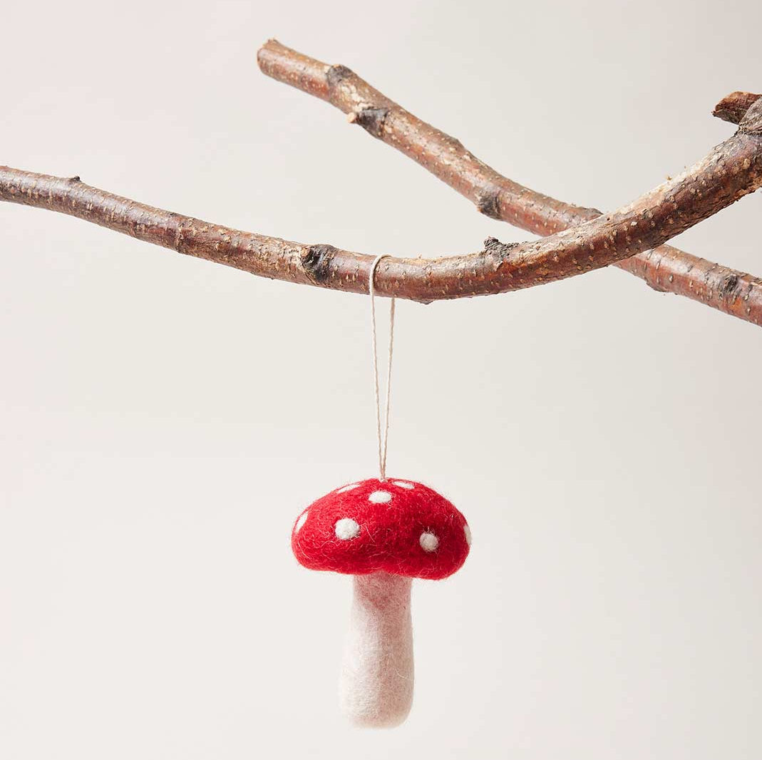 Felted Festive 2.25'' Handmade 100% Wool Plants & Flowers Shatterproof Hanging Figurine Ornament