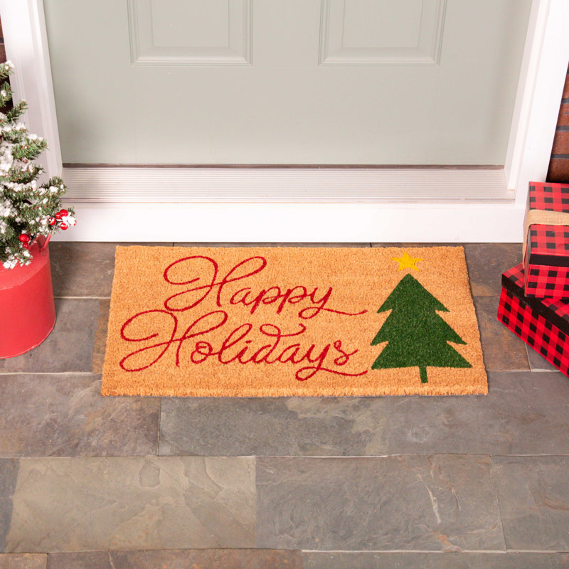 Tapis d'entrée antidérapant Gwynith Happy Holidays 28 po x 16 po