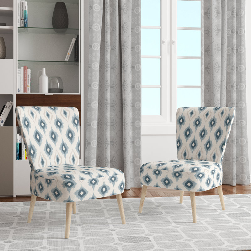 Chaise d'appoint moderne - Chaise d'appoint Calm Diamond Ikat Grey, Chaise d'appoint sans accoudoirs