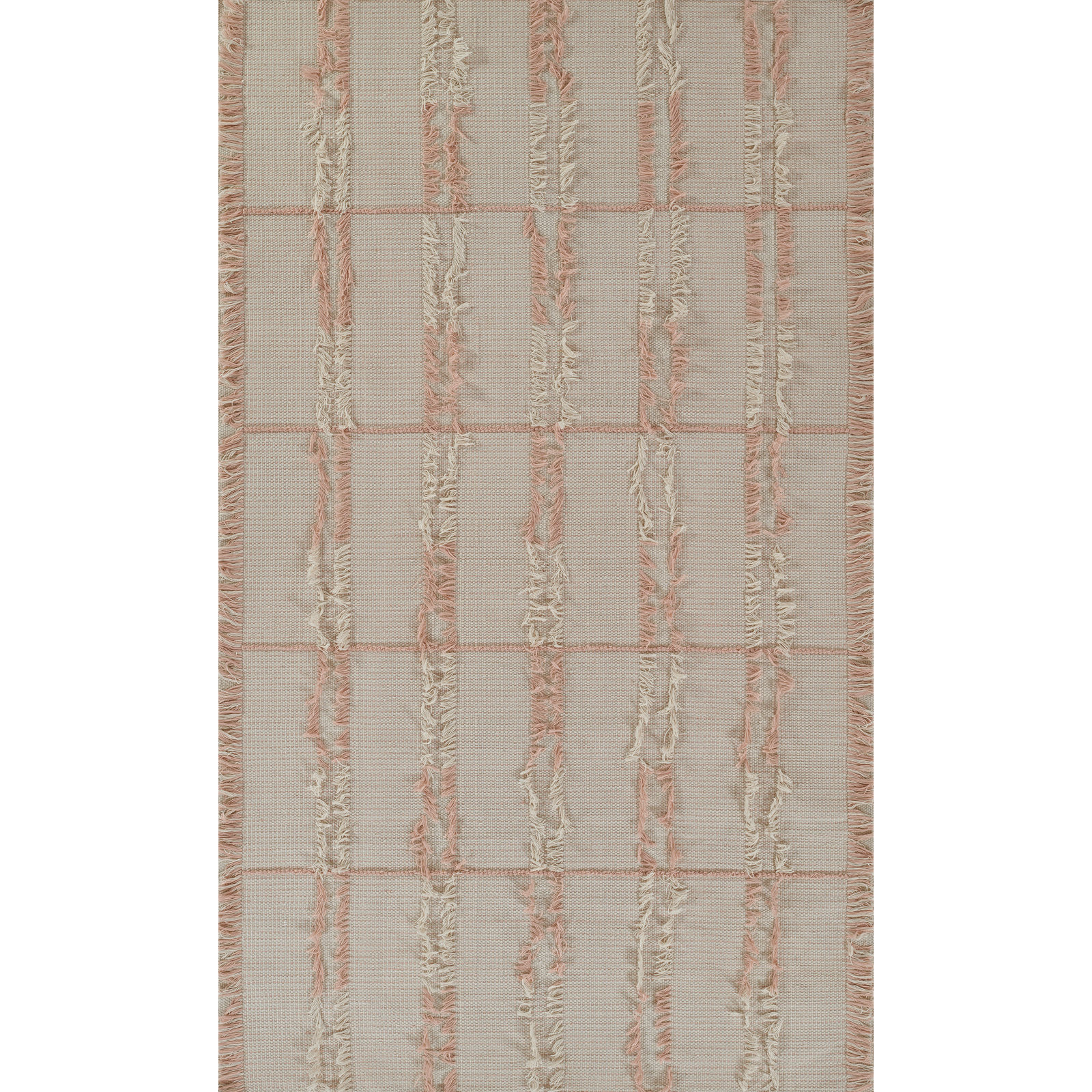 Charlie Pink Hand-Woven Striped Wool Rug, Rectangle 3'6" x 5'6"