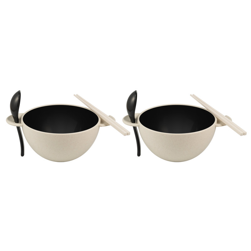 Ensemble de 6 bols Earth Ramen, fabriqués à partir de plantes et d'autres matériaux naturels, Beige/noir