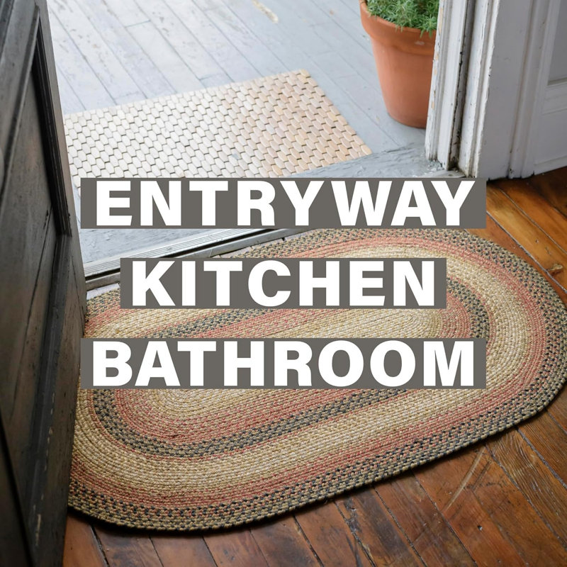 Dahlilah Braided Jute Reversible Brown/Black Rug, Rectangle 1'10" x 6"