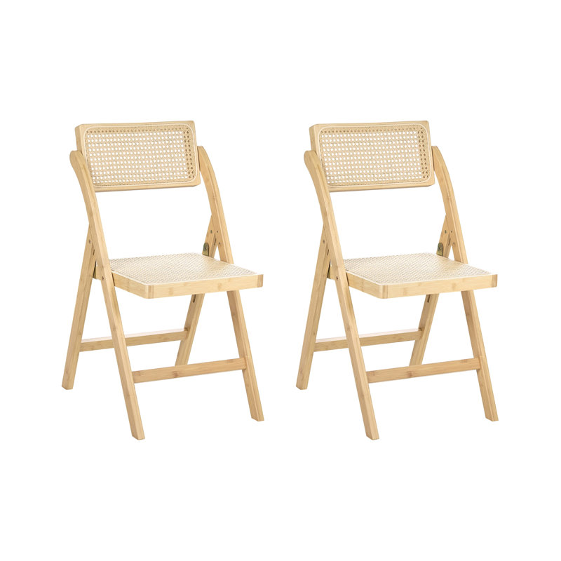 46cm H Solid Wood Folding Side Chair, Beige