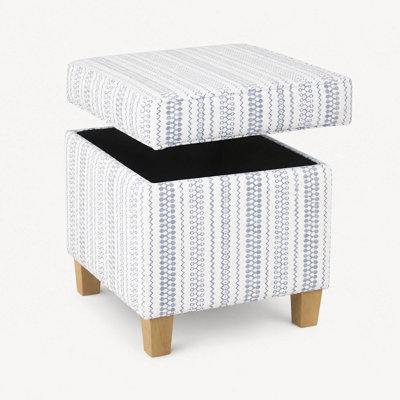 Square Storage Ottoman, Lift-Off Lid and Wood Legs