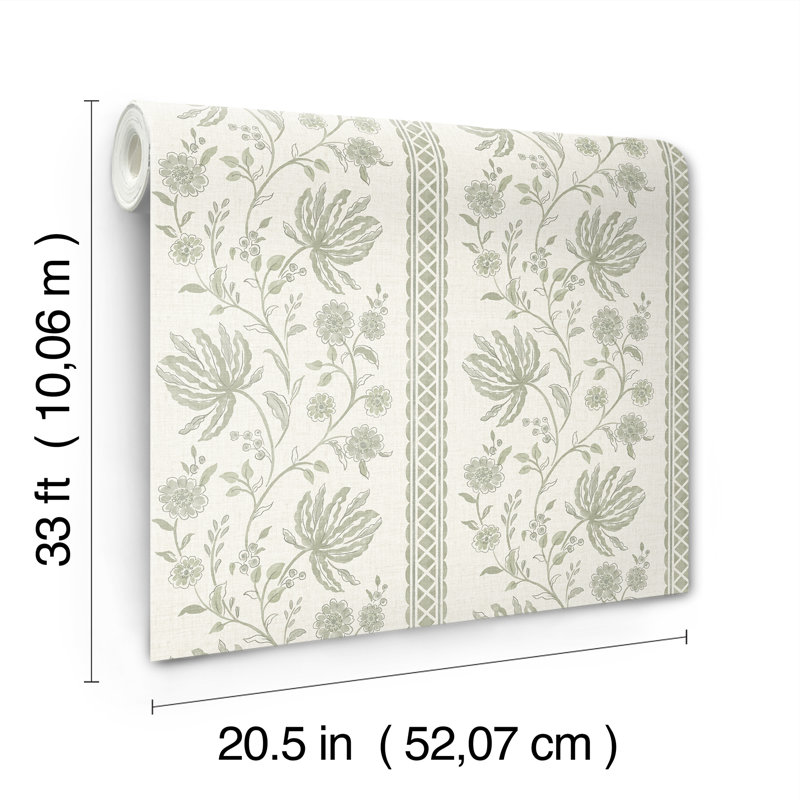 Papier peint à rayures Edgemoor Jacobean, Vert