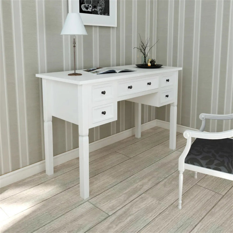 Shaun Writing Desk, White, White