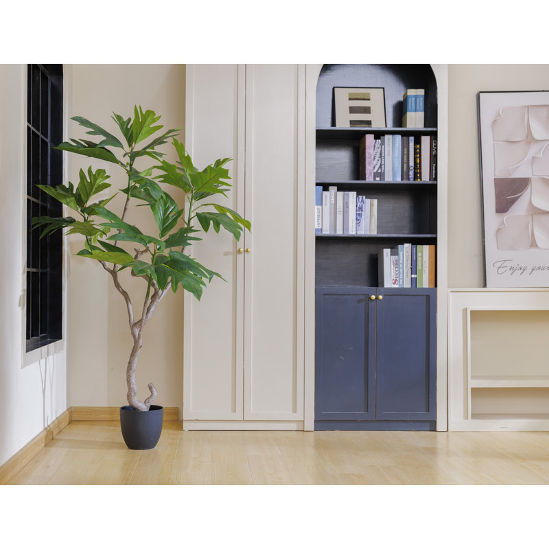 Arbre à fleurs 74,75 po artificiel dans un pot à fleurs blanc parfait pour une utilisation intérieure et extérieure