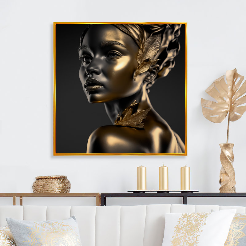 Golden Godess " Golden Godess ", 30" H x 30" W x 1" D, Gold Floater Framed Canvas