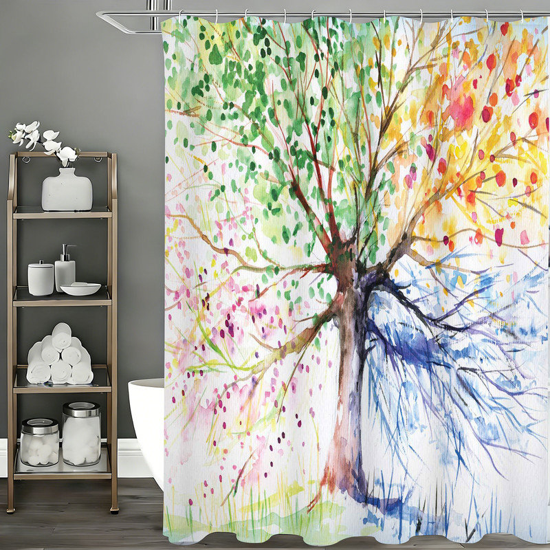 Shower Curtains with Hooks Included