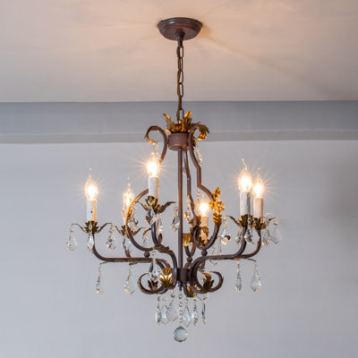 Castela Vintage Candle Style Chandelier with Crystal Accents