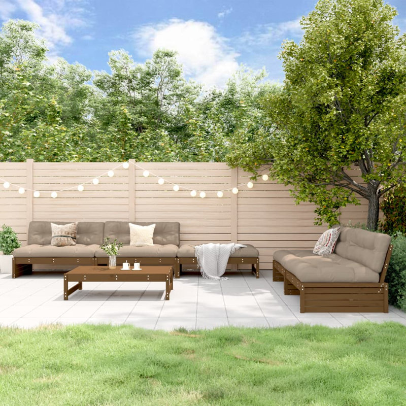 Vidaxl 6 Piece Garden Lounge Set Solid Wood Pine, Brown