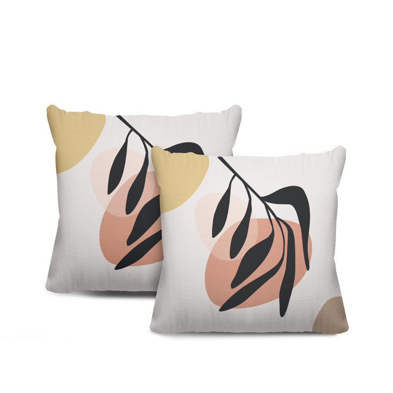 Jeté carré en polyester / mélange de polyester intérieur / extérieur, L 17 po x H 17 po, Saumon / beige