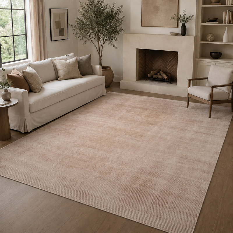 Tapis tissé à la main | Tapis en laine et bambou en soie moderne | Tapis d'intérieur brun 4 mm, Rectangle 9 pi x 12 pi