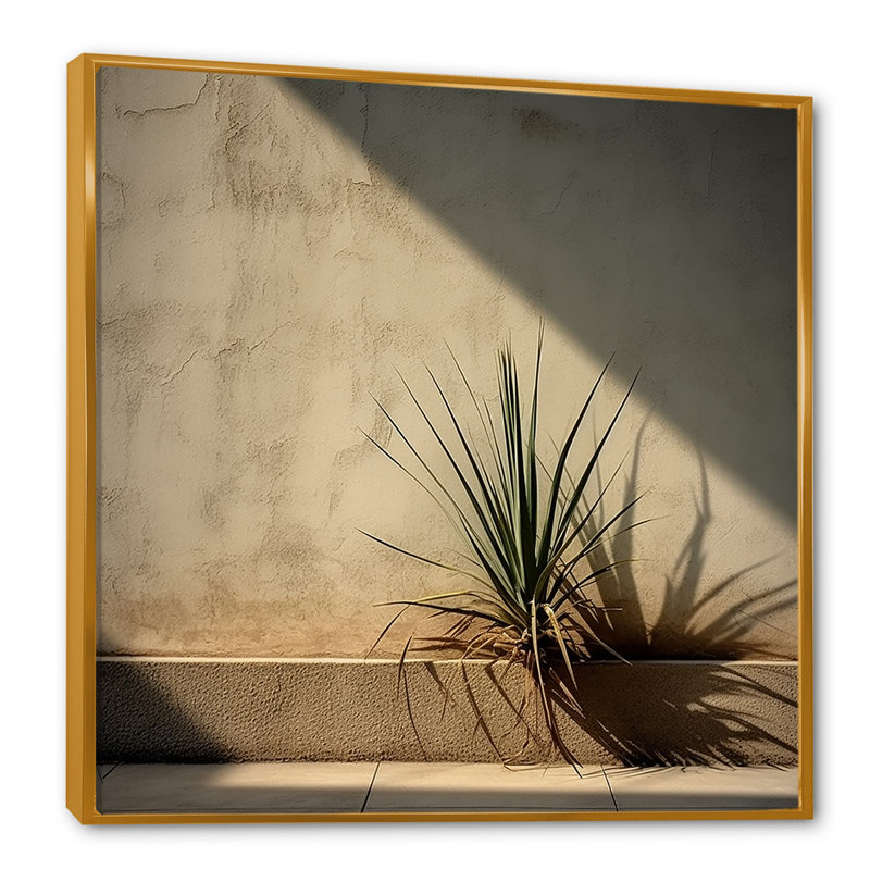 Plantes de minimalisme sur toile, H 24 po x l 24 po x P 1 po, Cadre flottant doré