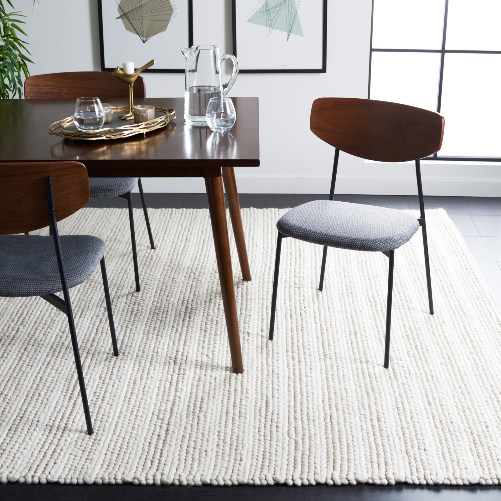 Sestina Ivory Handmade Flatweave Rug, Rectangle 8' x 10'
