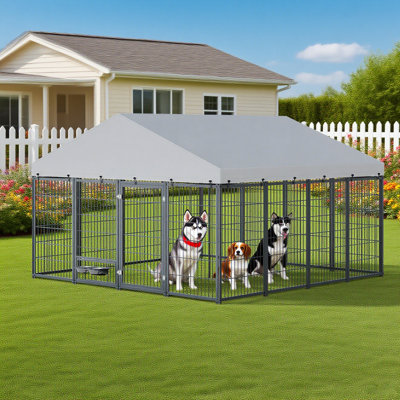 Chenil en métal avec porte l 115,44 po x l 112,2 po x H 52,68 po